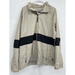 Nike Large‎ Windbreaker Jacket Mens Tan Beige Black Colorblock Full Zip Lined